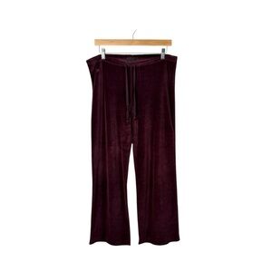 VINTAGE Y2K OmGirl Women’s Wide Leg Velour Pants in Burgundy Size S